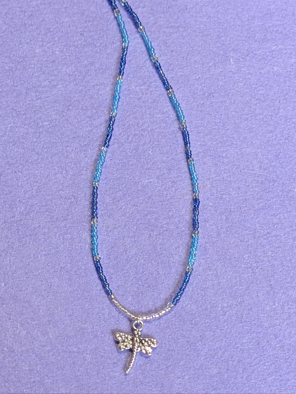 Blue Beaded Dragonfly Necklace